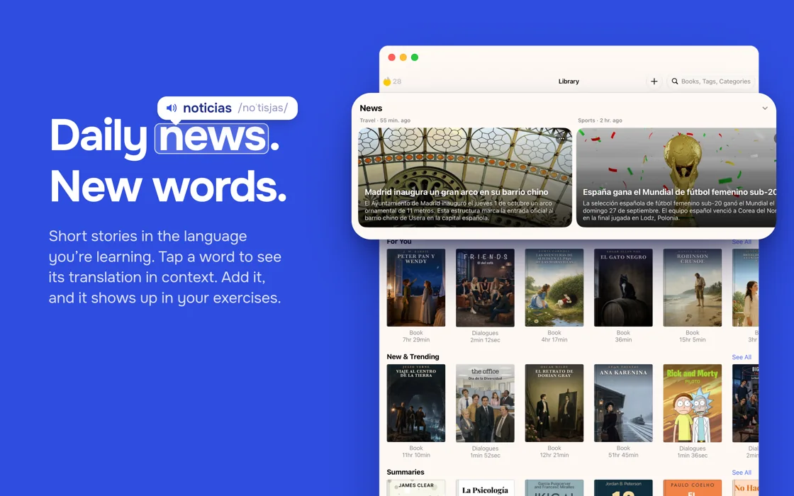 News for language learning