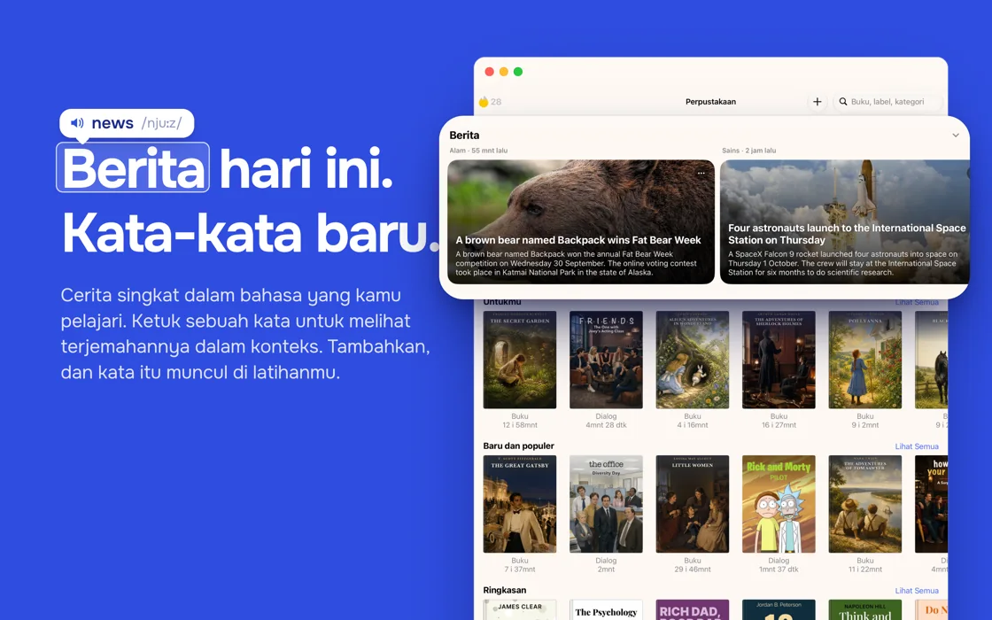 Berita untuk belajar bahasa