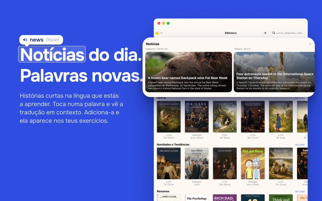Notícias para aprender línguas